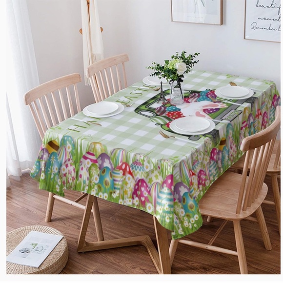 Easter Tablecloth Washable Fabric Rectangle/Farm Trucks Bunny Tail - Picture 10 of 11
